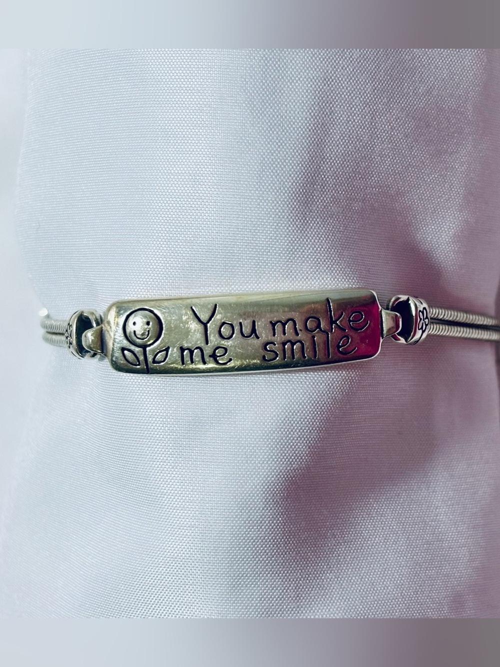 Brighton Silver plated ID Bracelet "You Make Me Smile" 7.5 “